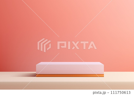 Empty podium in pastel colors, advertising, promotion and display of goods. Empty podium in pastel colors, advertising, promotion and display of goods. 111750613