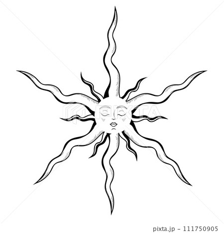 Star celestial symbol. Monochrome. Hand drawn vector illustration 111750905