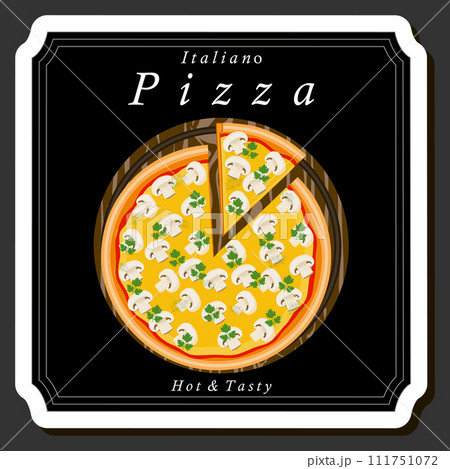 Illustration on theme big hot tasty pizza to pizzeria menu Illustration on theme big hot tasty pizza to pizzeria menu 111751072