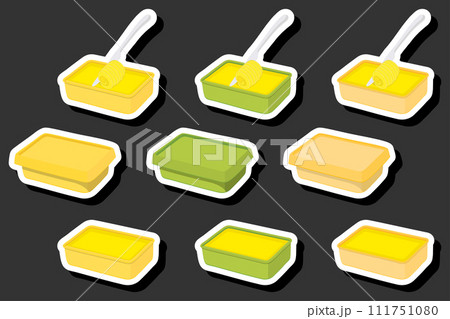 Illustration on theme big colored set different types creamy butter 111751080