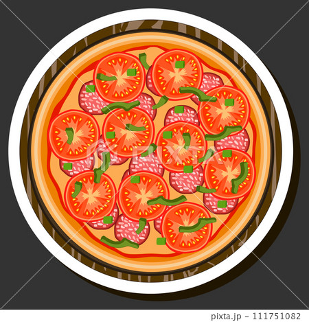 Illustration on theme big hot tasty pizza to pizzeria menu Illustration on theme big hot tasty pizza to pizzeria menu 111751082