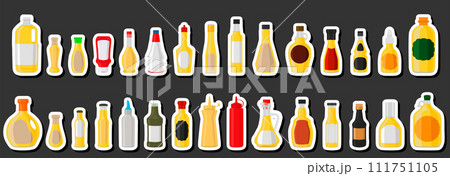 Illustration on theme big kit varied glass bottles filled liquid cheese sauce 111751105