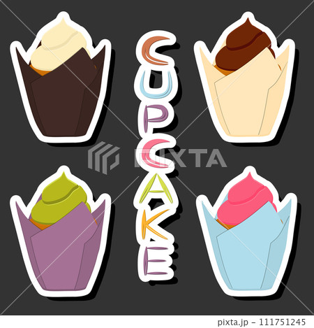 Illustration on theme big set different types dessert sweet berry cupcake 111751245