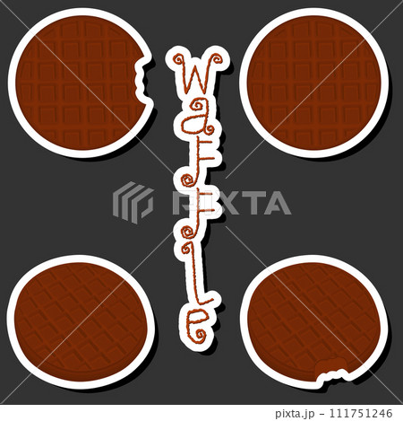 Illustration on theme big kit different types biscuit waffle with cell, dessert cookie Illustration on theme big kit different types biscuit waffle with cell, dessert cookie 111751246