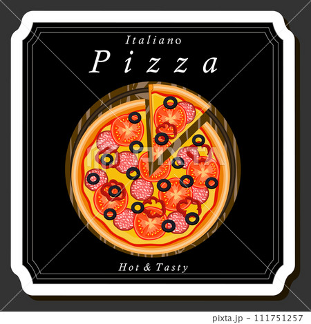 Illustration on theme big hot tasty pizza to pizzeria menu 111751257
