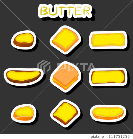 Illustration on theme big colored set different types creamy butter 111751259