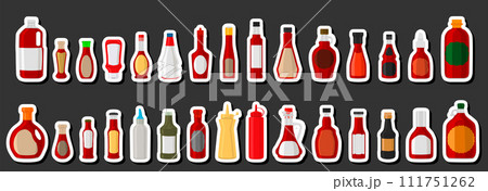 Illustration on theme big kit varied glass bottles filled liquid red wine vinegar 111751262