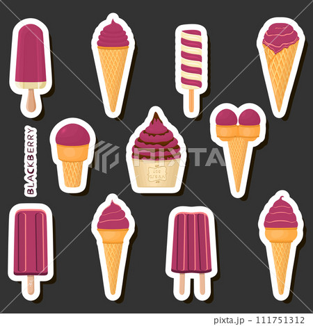 Big colorful set different types natural dessert ice cream of consisting various ingredients 111751312
