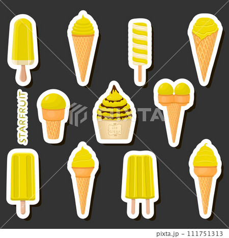 Big colorful set different types natural dessert ice cream of consisting various ingredients 111751313