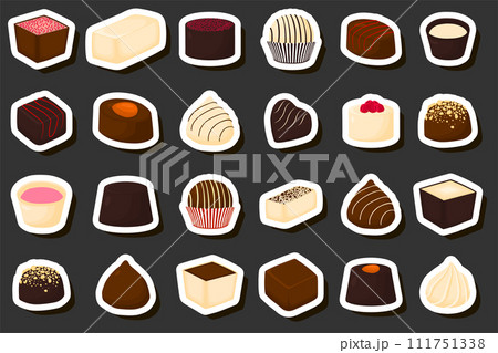 Illustration on theme beautiful big set sweet chocolate candy bonbon 111751338