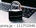 Close-up of the lock on the keyboard. Cyber security, data protection concept 111752046