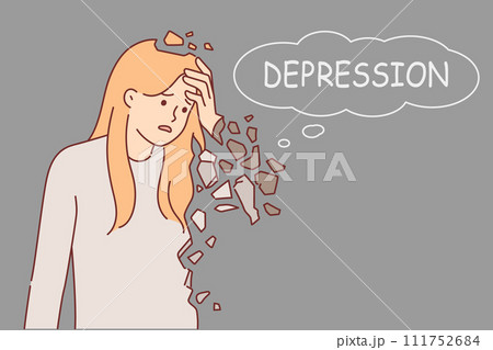 Upset woman suffers from depression and personality destruction due to psychological problems Upset woman suffers from depression and personality destruction due to psychological problems 111752684