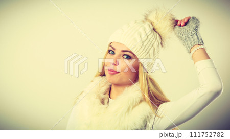 Attractive woman wearing winter clothes. Attractive woman wearing winter clothes. 111752782