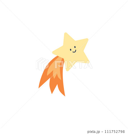 A cheerful illustration of a flying star. Children's flat design. A cheerful illustration of a flying star. Children's flat design. 111752798