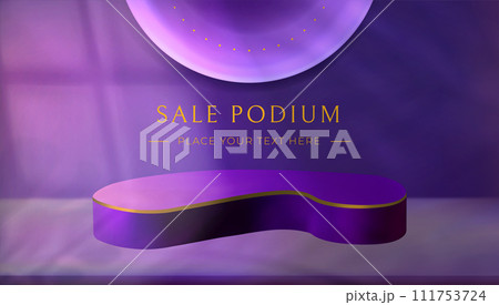 Realistic sale podium podium or pedestal with leaves shadow overlay effect Realistic sale podium podium or pedestal with leaves shadow overlay effect 111753724