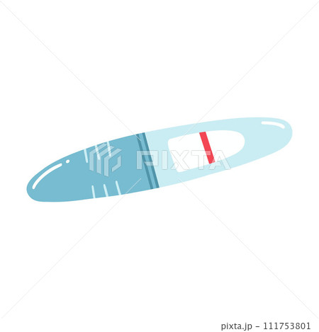 Negative pregnancy test. Hand drawn vector illustration, concept of woman health care, menstrual period. 111753801