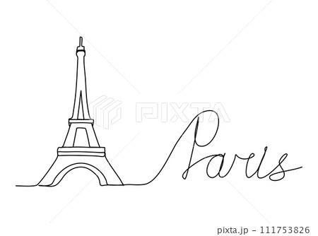 Eiffel Tower, one line drawing vector illustration. Eiffel Tower, one line drawing vector illustration. 111753826