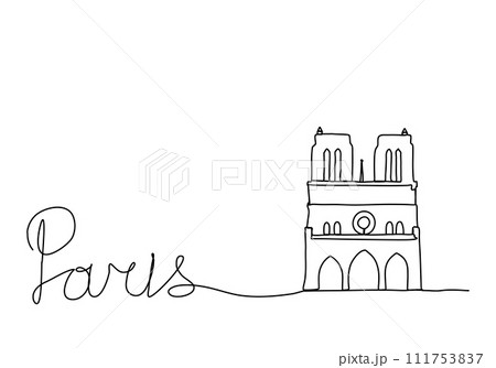 Cathedral of Notre Dame de Paris, one line drawing vector illustration. 111753837