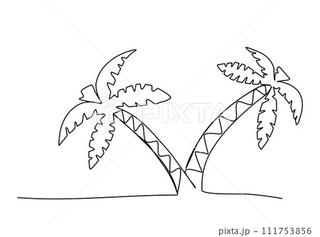 Palm, one line drawing vector illustration. 111753856
