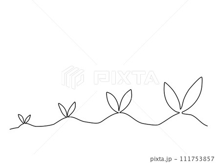 Sprout, one line drawing vector illustration. Sprout, one line drawing vector illustration. 111753857