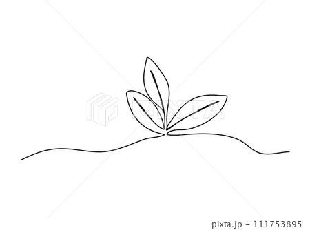 Sprout, one line drawing vector illustration. Sprout, one line drawing vector illustration. 111753895
