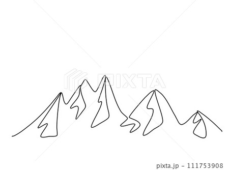 Mountains, one line drawing vector illustration. 111753908
