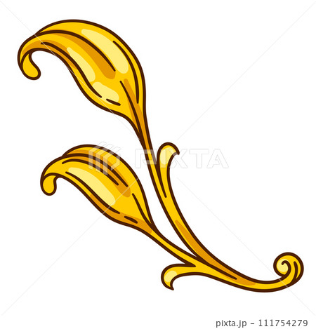 Floral element in baroque style. Decorative curling plant. 111754279