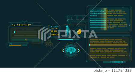 Sci-fi HUD interface for data research. Sci-fi HUD interface for data research. 111754332