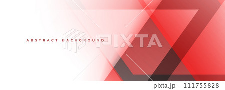 White and red wide abstract background with geometric shapes. Red and white modern abstract banner. 111755828