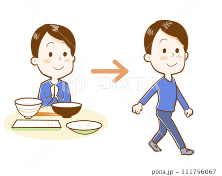 食後の散歩 血糖値の急上昇を和らげる 食後の散歩 血糖値の急上昇を和らげる 111756067