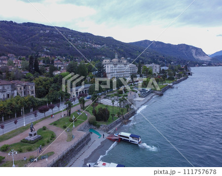 Italy, one of the most beautiful villages of the Lake Como with houses and trees 111757678
