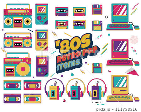 レトロポップなアイコンコレクション 111758516