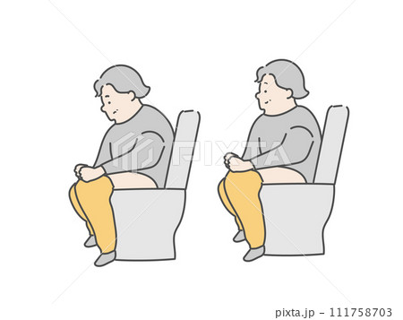 排泄中の高齢女性　介護イラスト 111758703