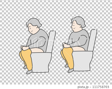 排泄中の高齢女性　介護イラスト 111758703
