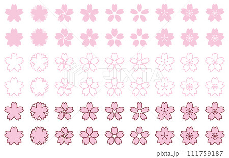 シンプルな桜のベクターイラストセット シンプルな桜のベクターイラストセット 111759187