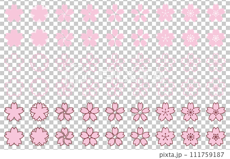 シンプルな桜のベクターイラストセット シンプルな桜のベクターイラストセット 111759187