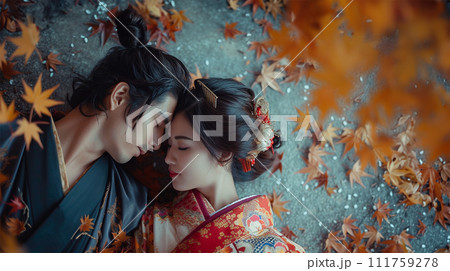 侍の男女のイメージ - image of Samurai Couple No1-19 -  111759278