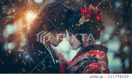 侍の男女のイメージ - image of Samurai Couple No1-8 -  111759289