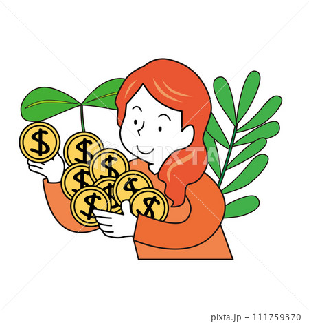お金を貯める女性 お金を貯める女性 111759370