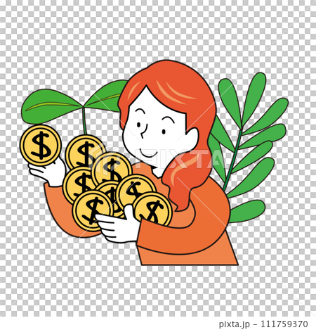 お金を貯める女性 お金を貯める女性 111759370