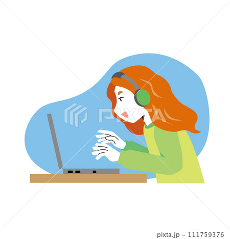 PCを操作する女性 111759376