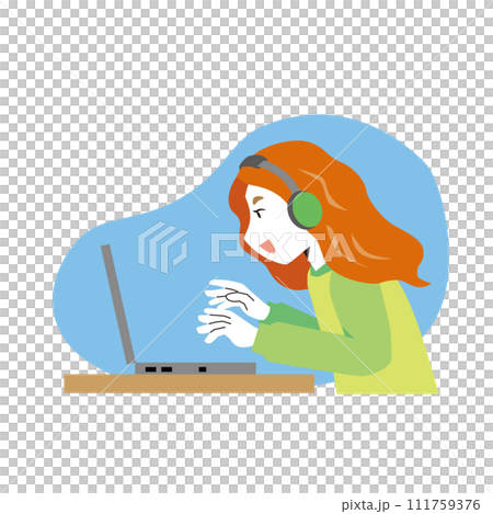 PCを操作する女性 111759376