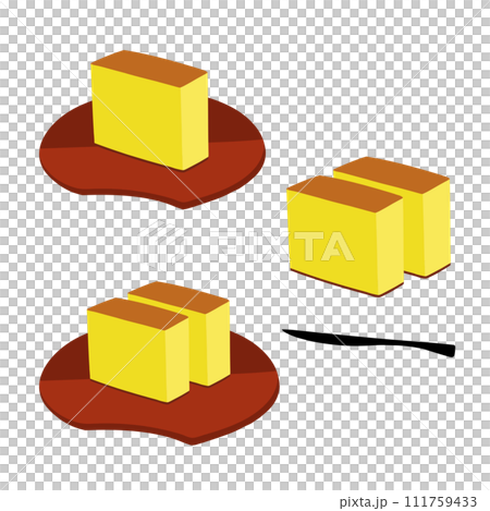 Castella hand drawn color illustration set 111759433