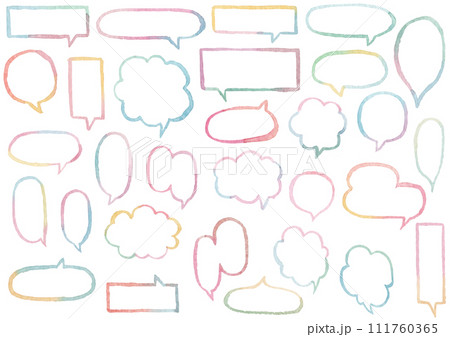 【水彩】吹き出しのイラストセット 111760365