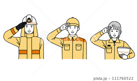 消防士、消防隊のイラスト 111760522