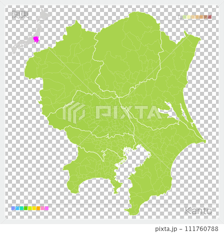 関東の地図・Kanto（グリーン） 111760788