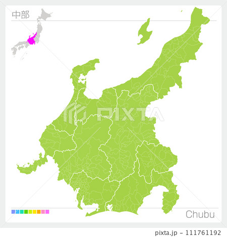 中部の地図・Chubu（グリーン） 111761192