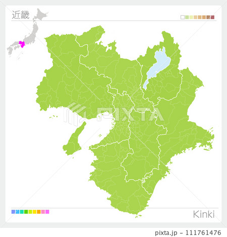 近畿の地図・Kinki（グリーン） 111761476