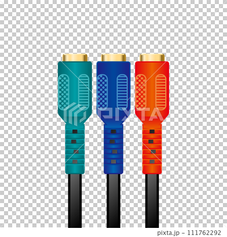 Simple illustration_3-color RCA component extension cable Simple illustration_3-color RCA component extension cable 111762292