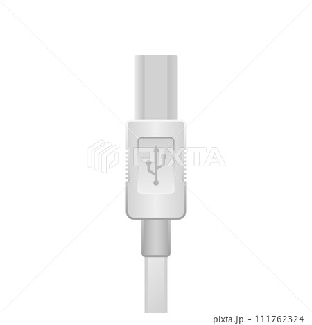 シンプルなイラスト_白いUSB Type-B 2.0_オス シンプルなイラスト_白いUSB Type-B 2.0_オス 111762324